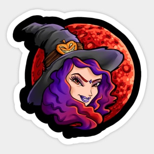 Halloween moon witch Sticker